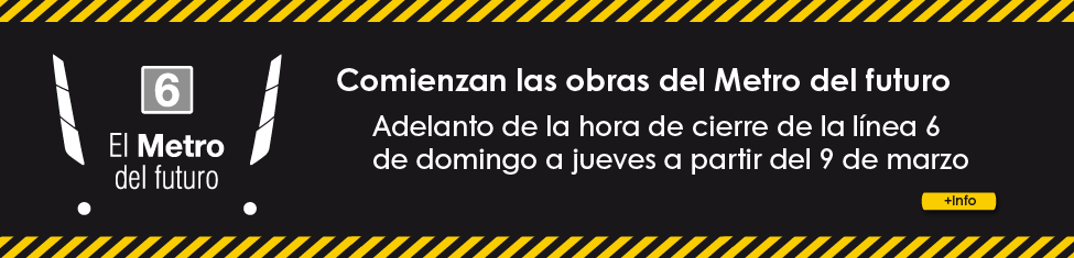 Adelanto de la hora de cierre en línea 6 de Metro, de domingo a jueves, desde el 9 de marzo