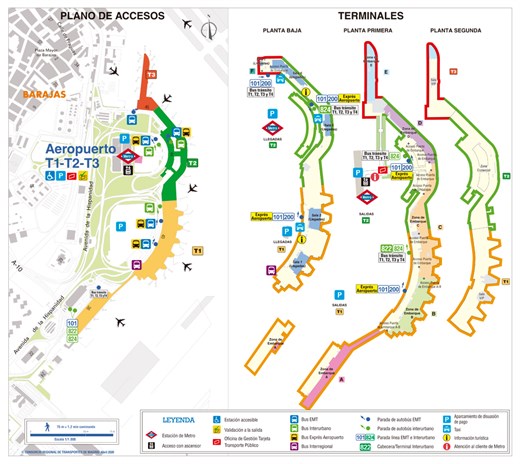 Plano Zonal Metro Aeropuerto T1-T2-T3