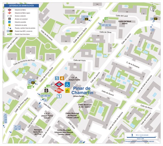 Pinar de Chamartín station zonal map