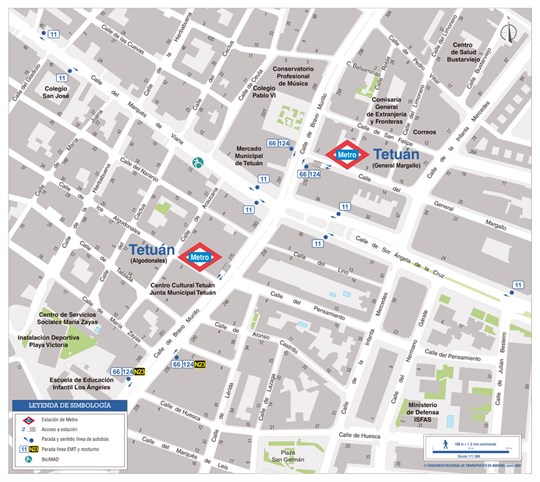 Zonal map of Tetuán metro station