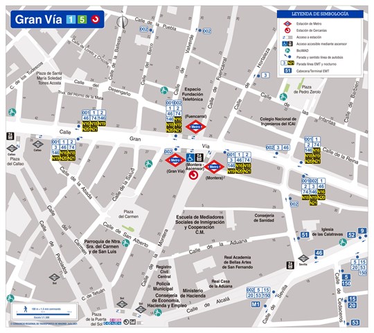 Plano Zonal Metro Gran Vía