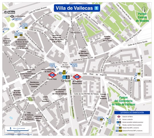 Zonal map of Villa de Vallecas metro station