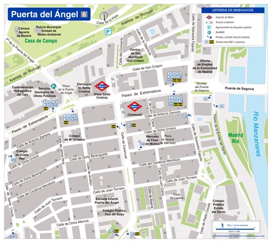 Zonal map of Puerta del Ángel metro station