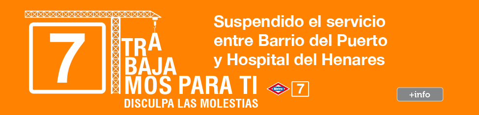 Suspensión del servicio en línea 7 de Metro entre Barrio del Puerto y Hospital del Henares