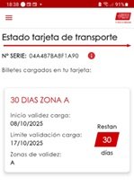 Estado tarjeta de transporte