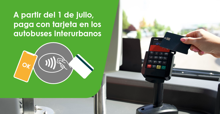 Disponible el pago con tarjeta en autobuses interurbanos desde el 1 de julio
