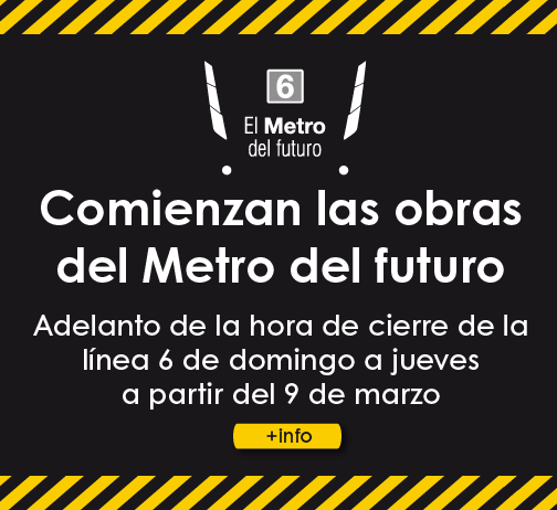 Adelanto de la hora de cierre en línea 6 de Metro, de domingo a jueves, desde el 9 de marzo