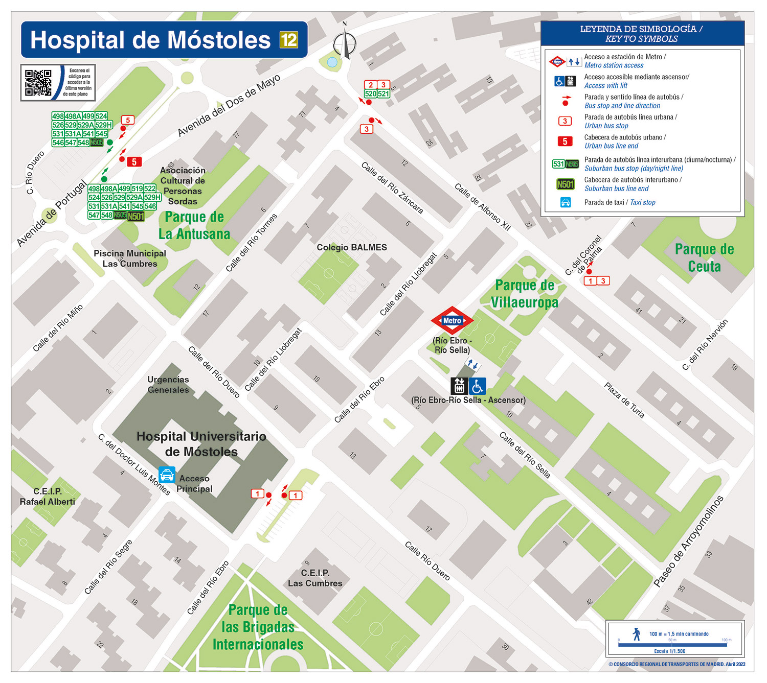 Plano zonal Metro Hospital de Móstoles