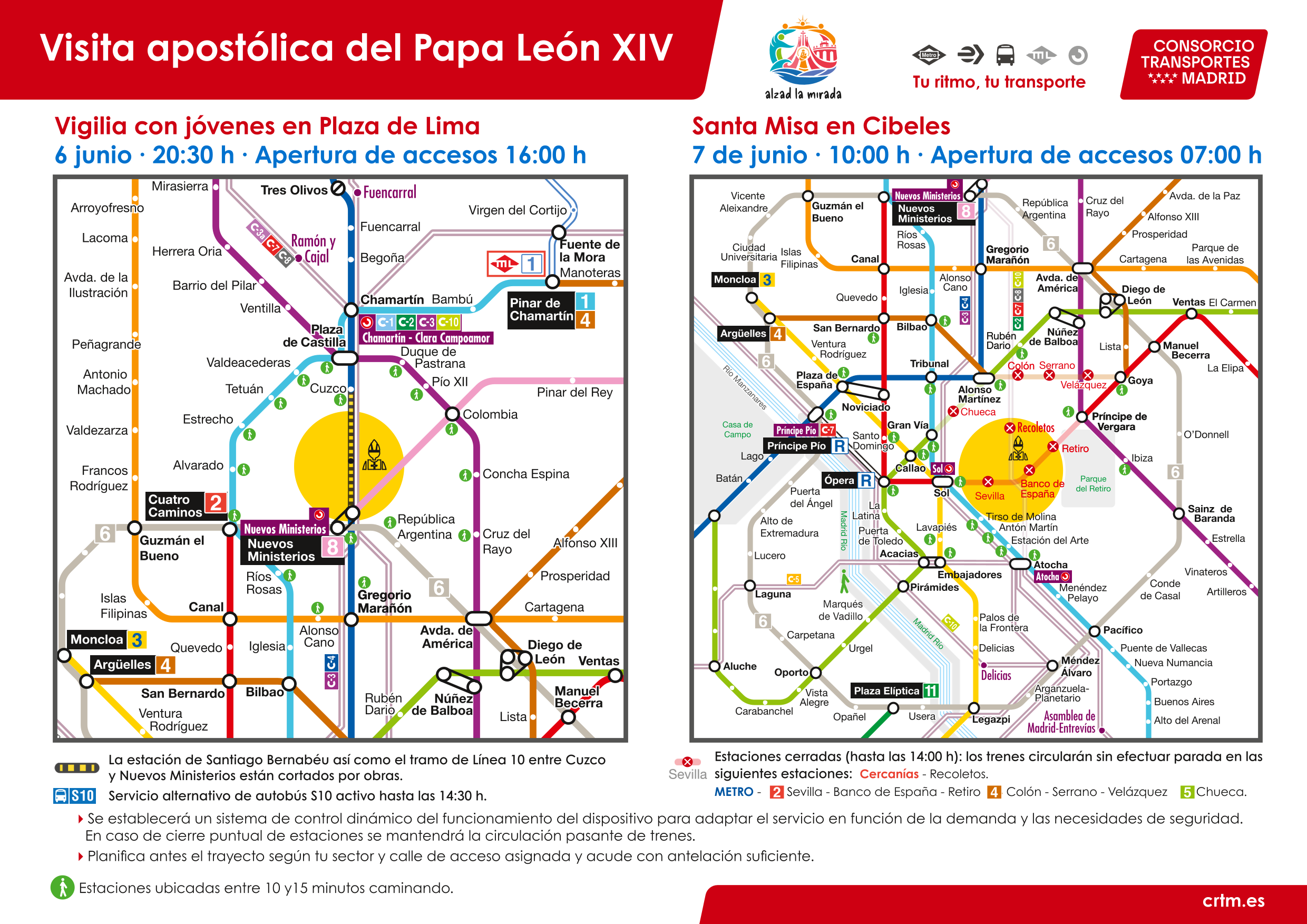 Plano esquemático del transporte habilitado para los días 6 y 7 de junio